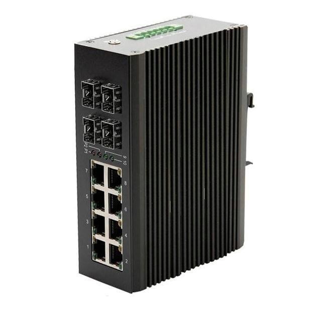 漢源高科匯聚工業(yè)交換機千兆4光8電級聯(lián)型寬溫導軌式工業(yè)級以太網(wǎng)交換機