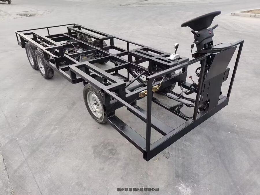 四輪平板設(shè)備搬運(yùn)車底盤-電動(dòng)拉貨車載車架底盤-電動(dòng)車車架底盤