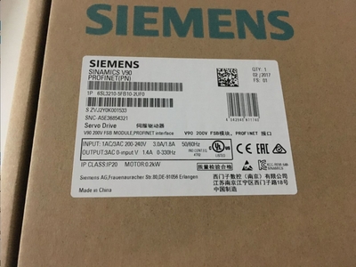 6SL3210-5FB10-2UA1西門子原裝V90伺服驅(qū)動器0.2KW