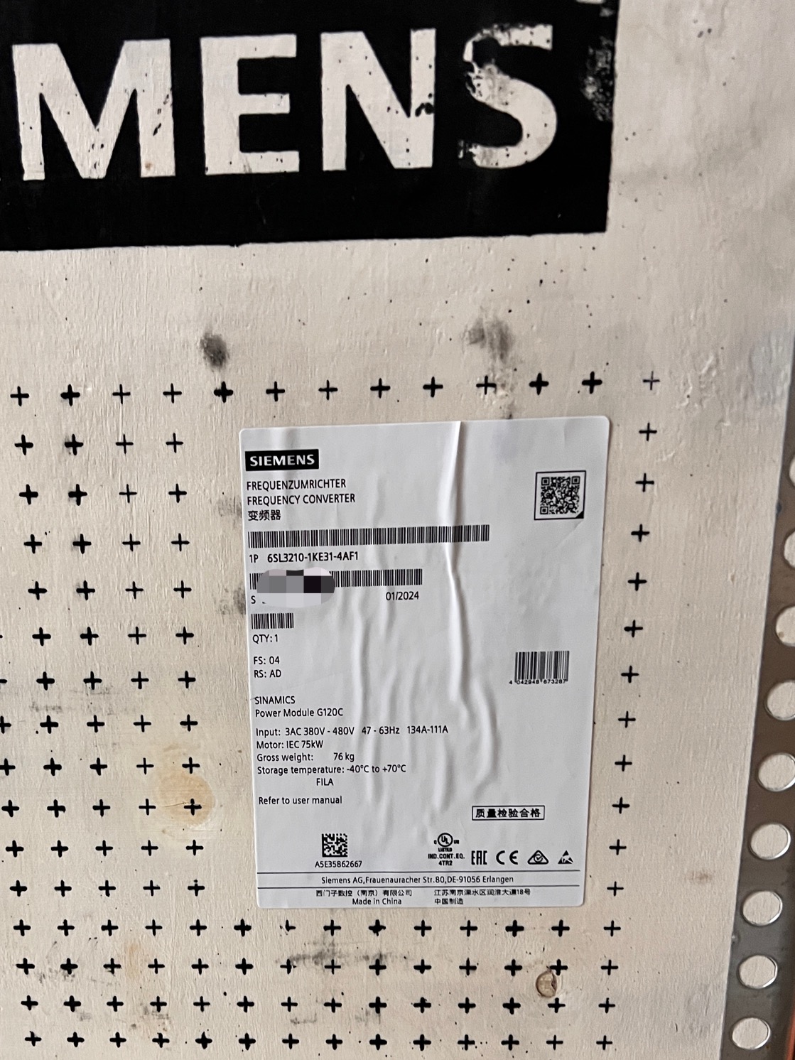 西門(mén)子 G120 變頻器 功率單元6SL3210-1KE31-4AF1