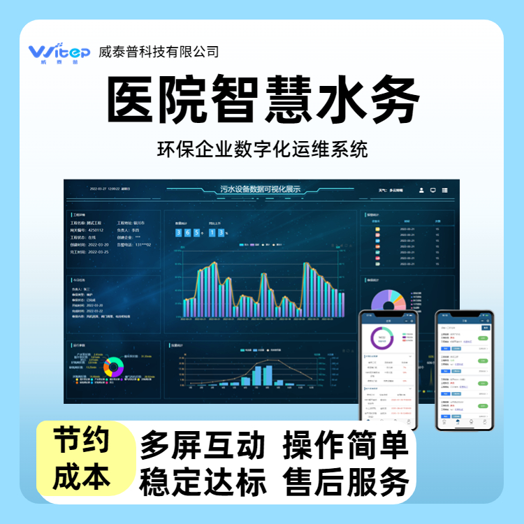 威泰普科技醫(yī)院智慧水務系統(tǒng)環(huán)保數(shù)據(jù)可視化管理平臺污水處理平臺