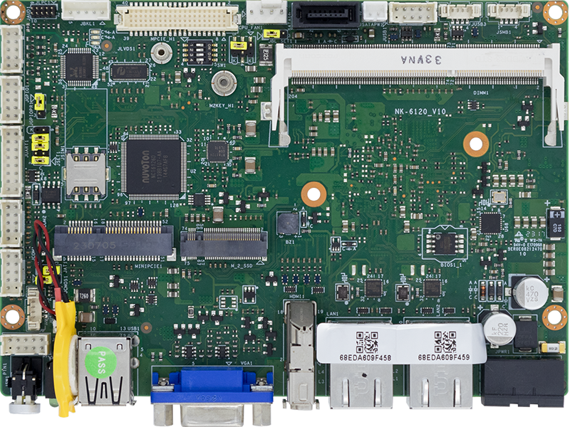 諾達佳嵌入式主板NK-6120配置IntelJ1900處理器2千兆網(wǎng)6串口6USB