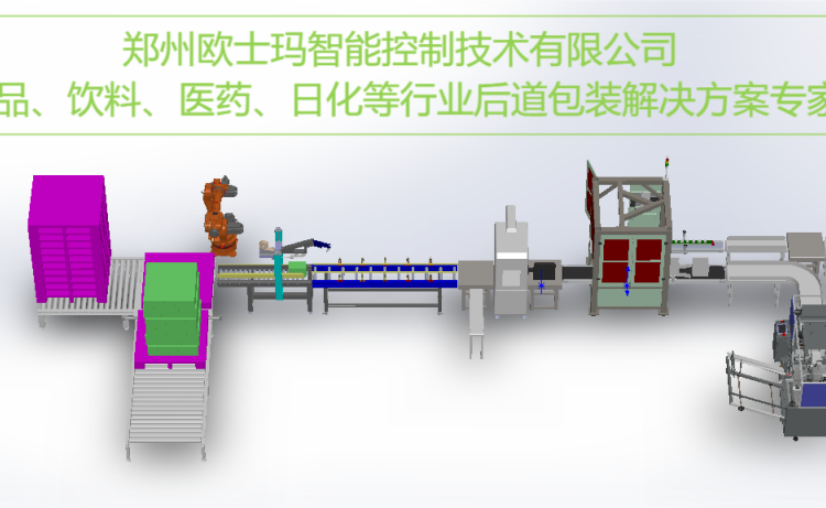 歐士瑪機器人裝箱機\/全自動封箱機\/碼垛機器人\/后道包裝生產(chǎn)線