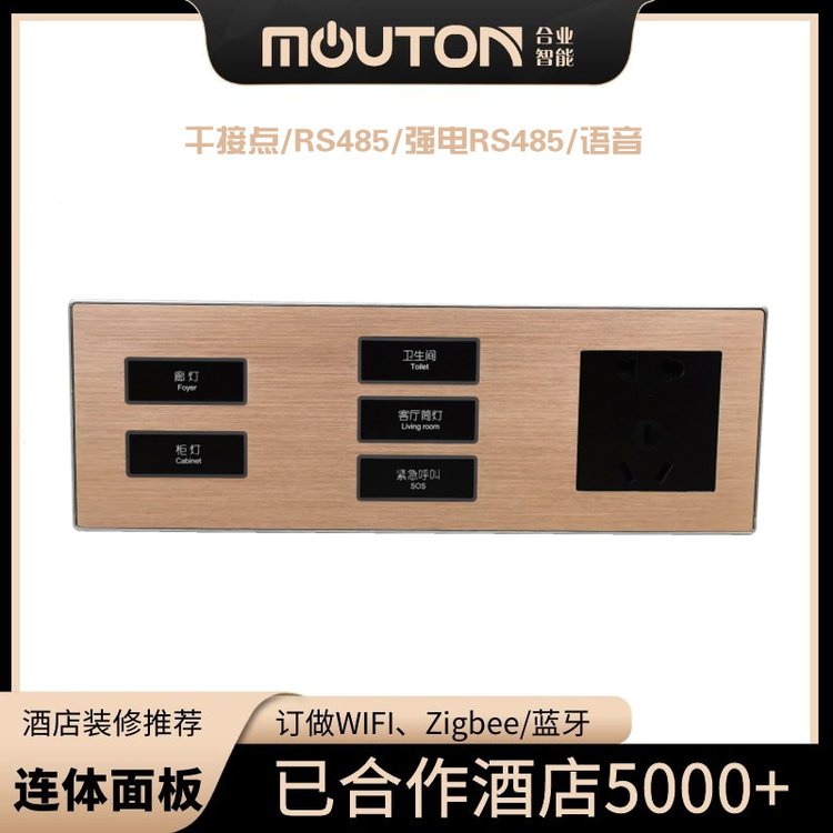按鈕開關墻壁智能面板帶插座USB酒店可聯(lián)網連體