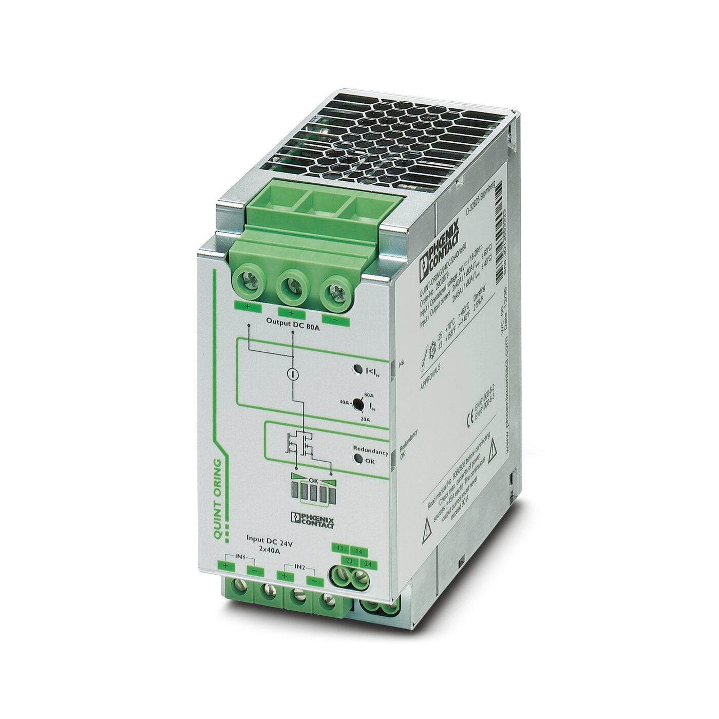 QUINT-ORING\/24DC\/2X40\/1X802902879用于導(dǎo)軌安裝的有源冗余模塊