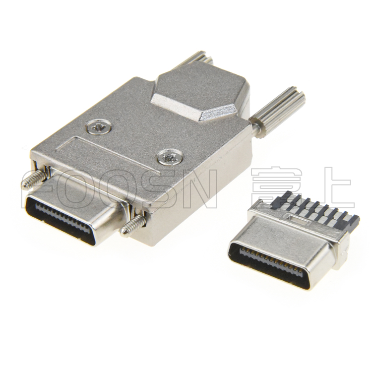 VHDCI26PCameralink工業(yè)相機(jī)連接器帶鋅合金外殼PH=0.8焊線式公頭